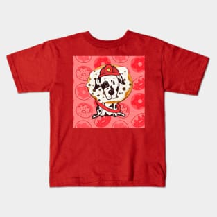 Firefighter firefighter dog with donut in red Kids T-Shirt